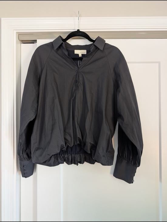 Pinch Tops - Pinch Charcoal Balloon-Sleeve Blouse